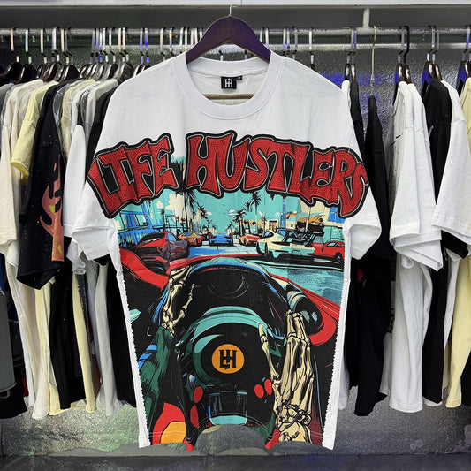 Life Hustlere Motorcycle Graphic Short-Sleeve T-Shirt — hero