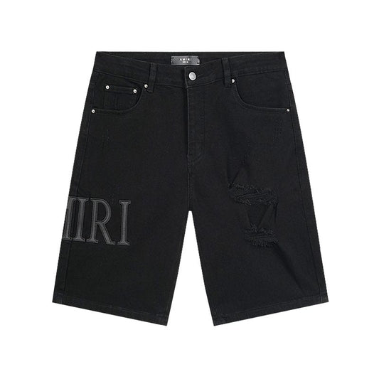 AMIRI Distressed Black Denim Shorts — hero