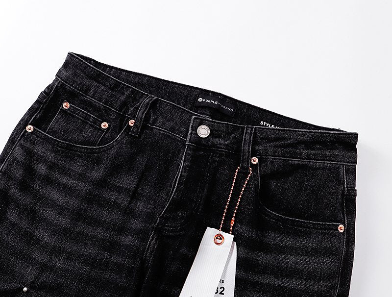 Purple Brand Black Embellished Jeans — detail