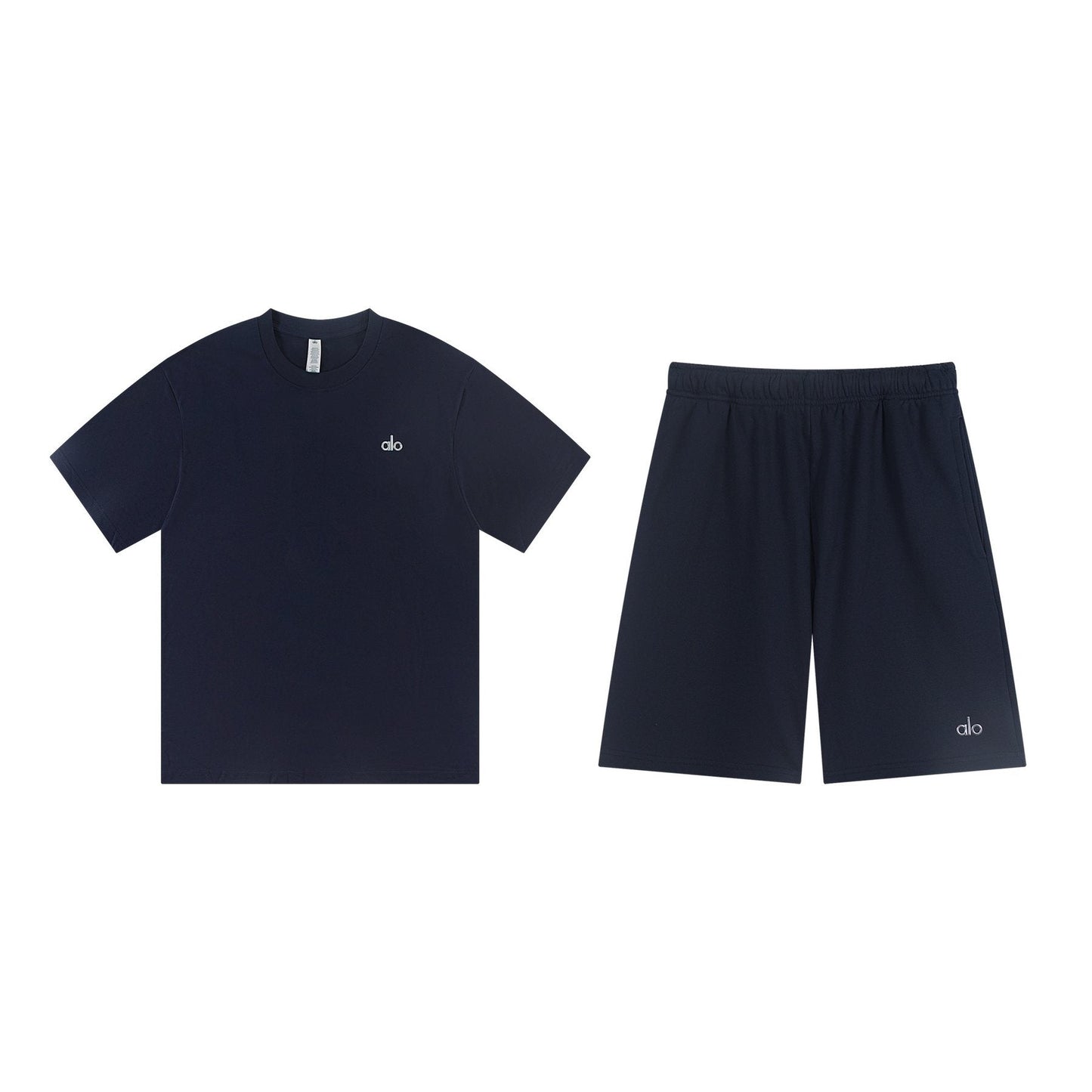 alo Solid Logo T-Shirt & Shorts Set — front