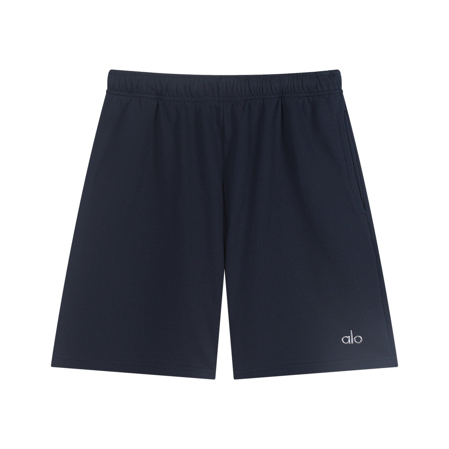 alo Elastic Waist Logo Detail Shorts — front