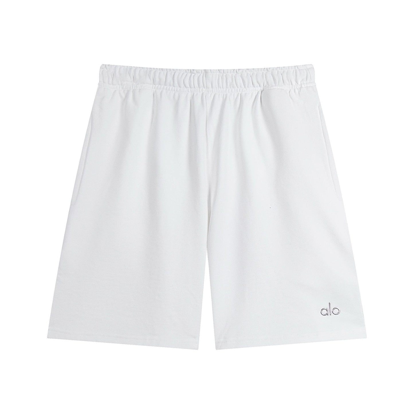 alo Elastic Waist Logo Detail Shorts — front