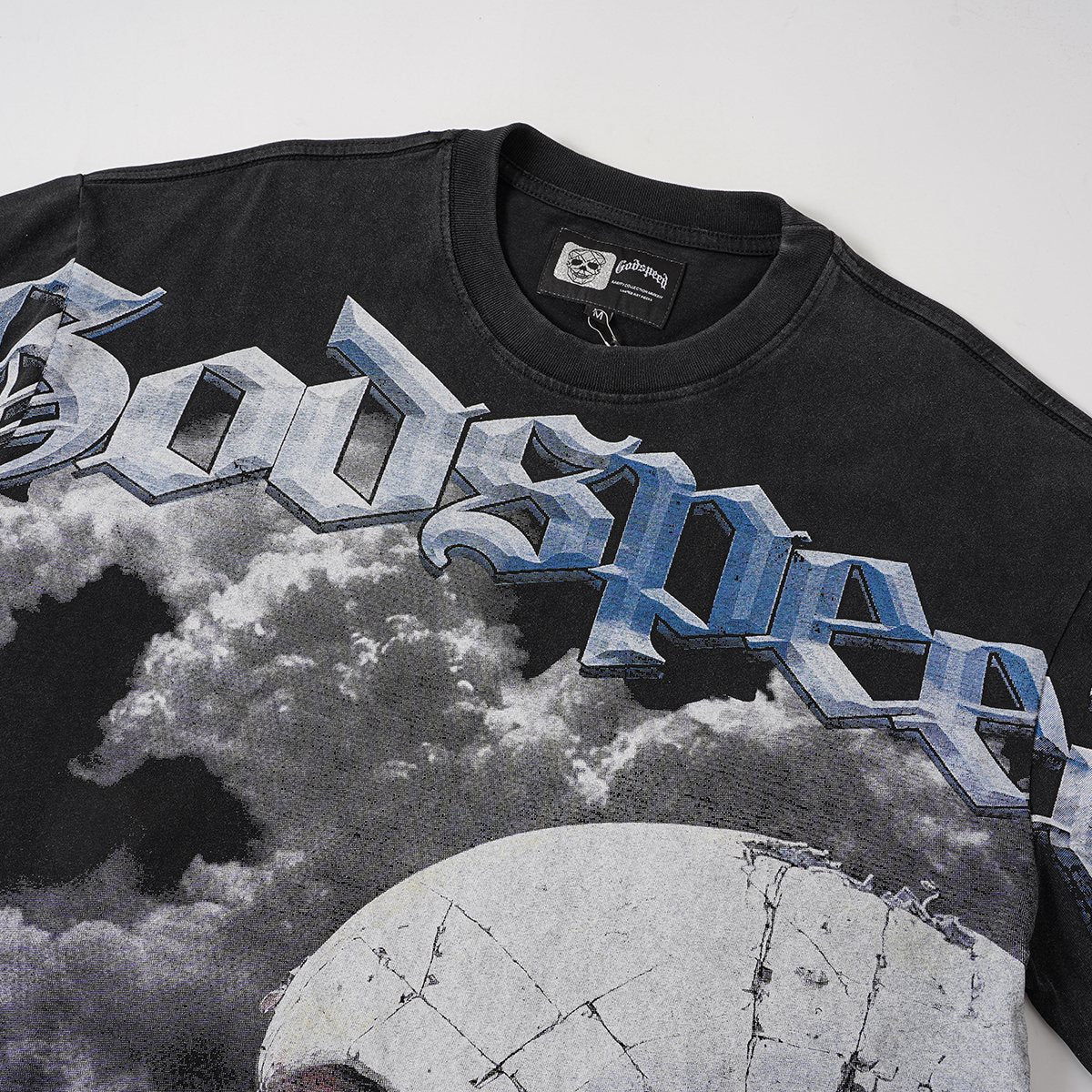 Godspeed Astronaut Skull Graphic T-Shirt — detail