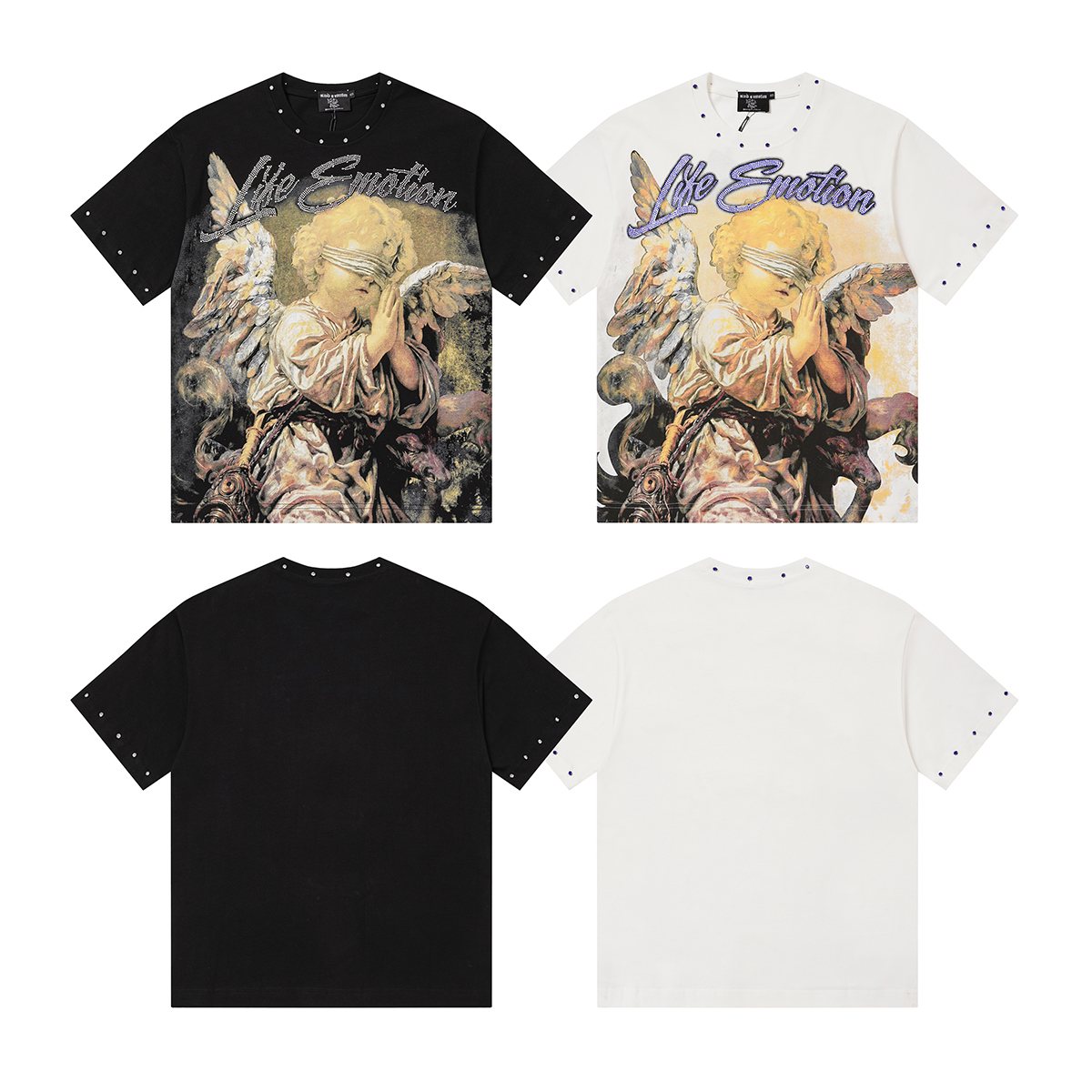 MIXED EMOTION Angel Graphic Studded-Trim T-Shirt — comparison