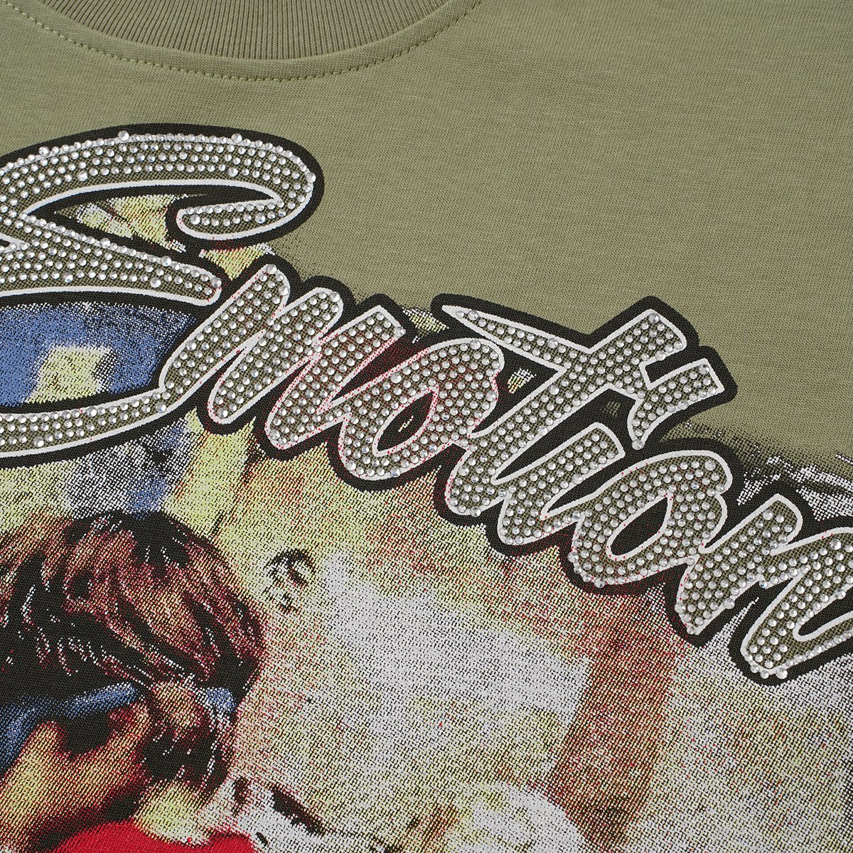 MIXED EMOTION Rhinestone Graphic T-Shirt — detail