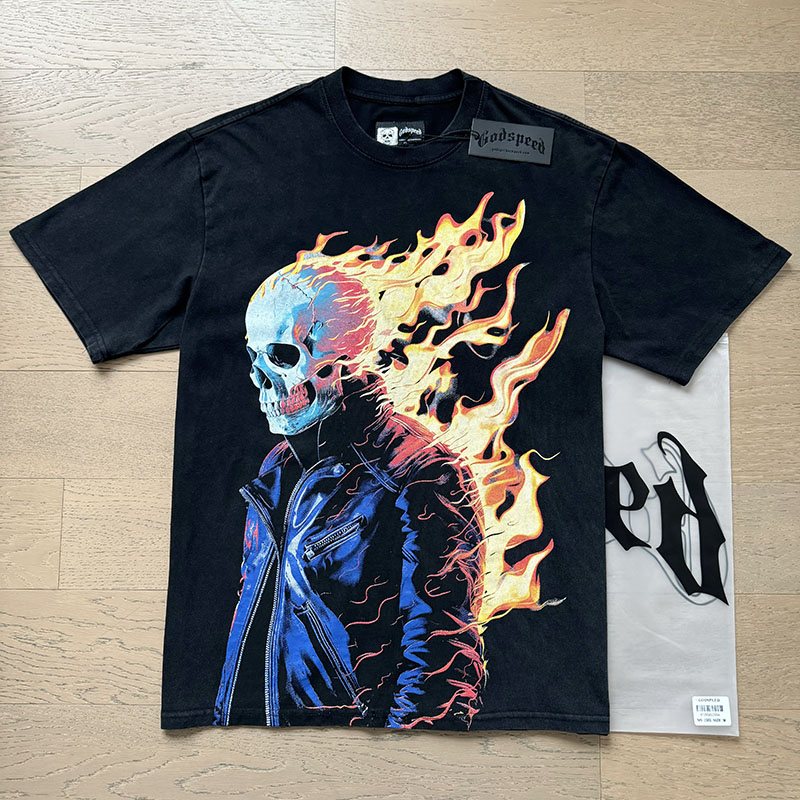 Godspeed Flaming Skull Graphic T-Shirt — context