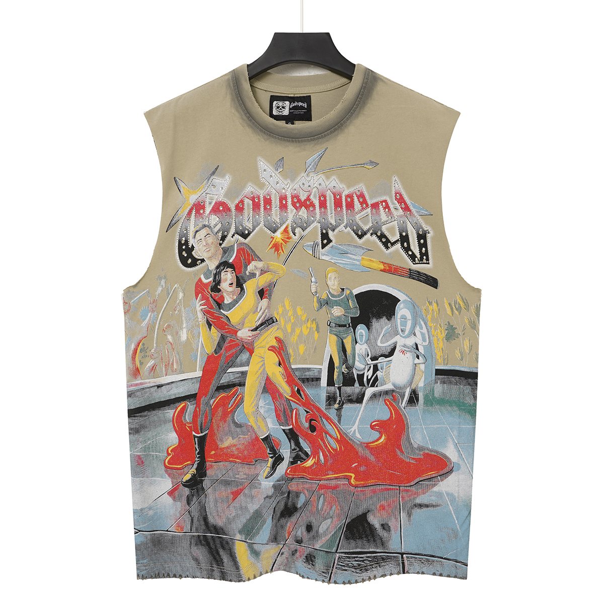 Godspeed Rhinestone Washed Sleeveless T-Shirt — front
