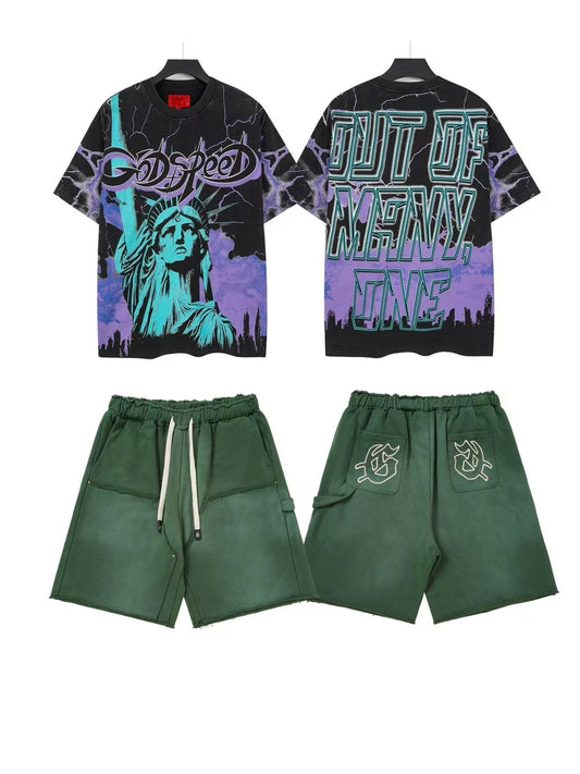 Godspeed Statue of Liberty T-Shirt & Shorts Set — front