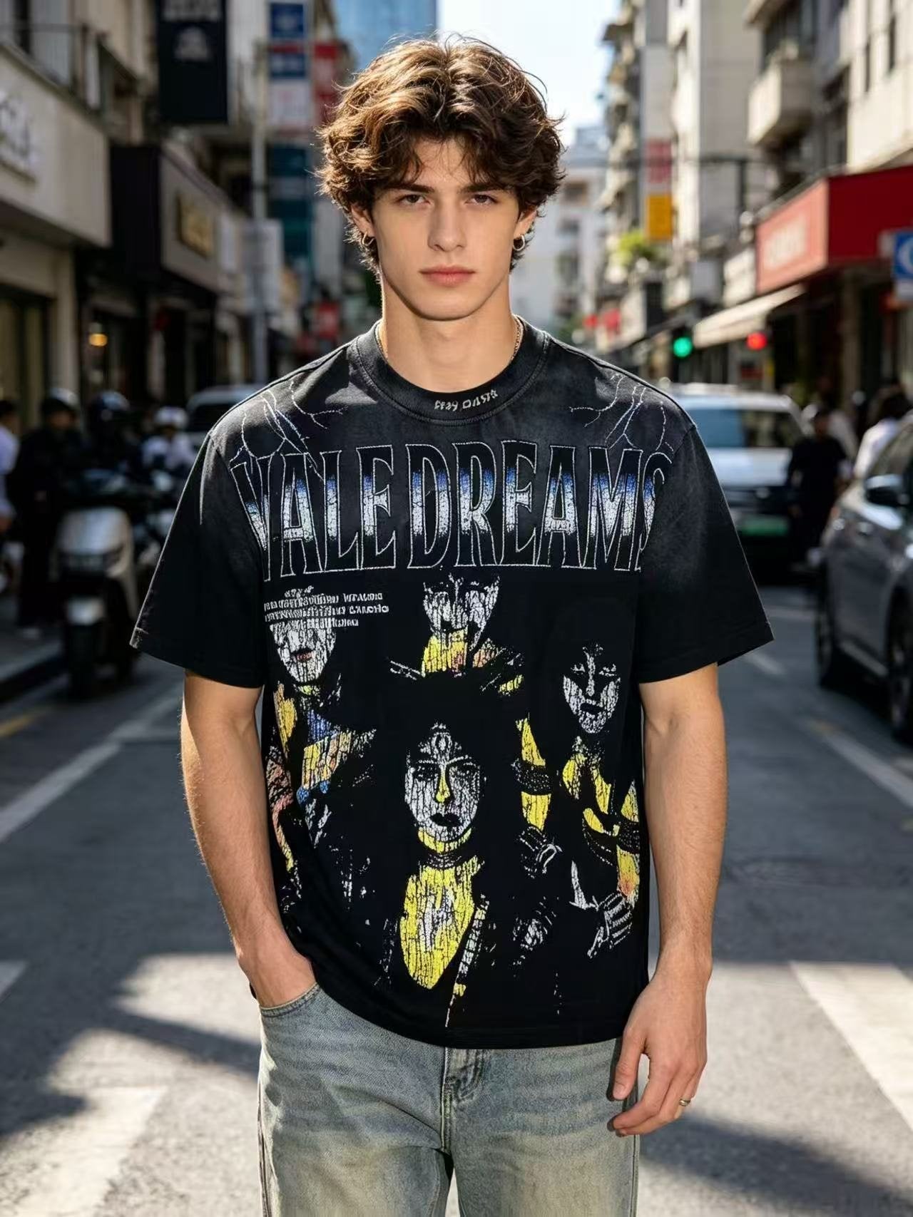 VALLEY Washed Black Graphic T-Shirt — model