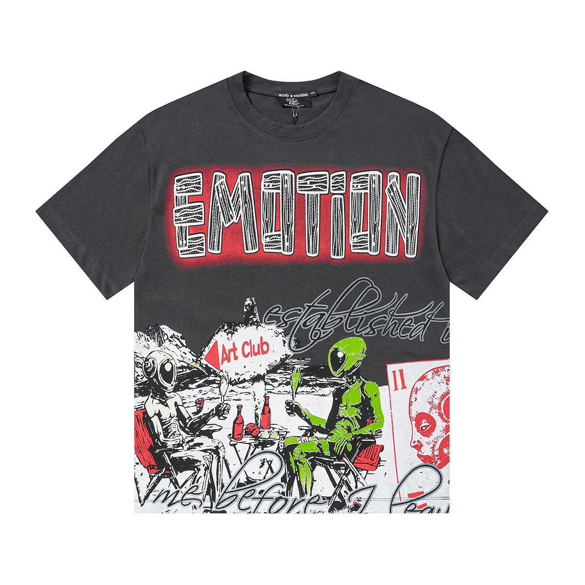 MIXED EMOTION Front and Back Graphic T-Shirt — front