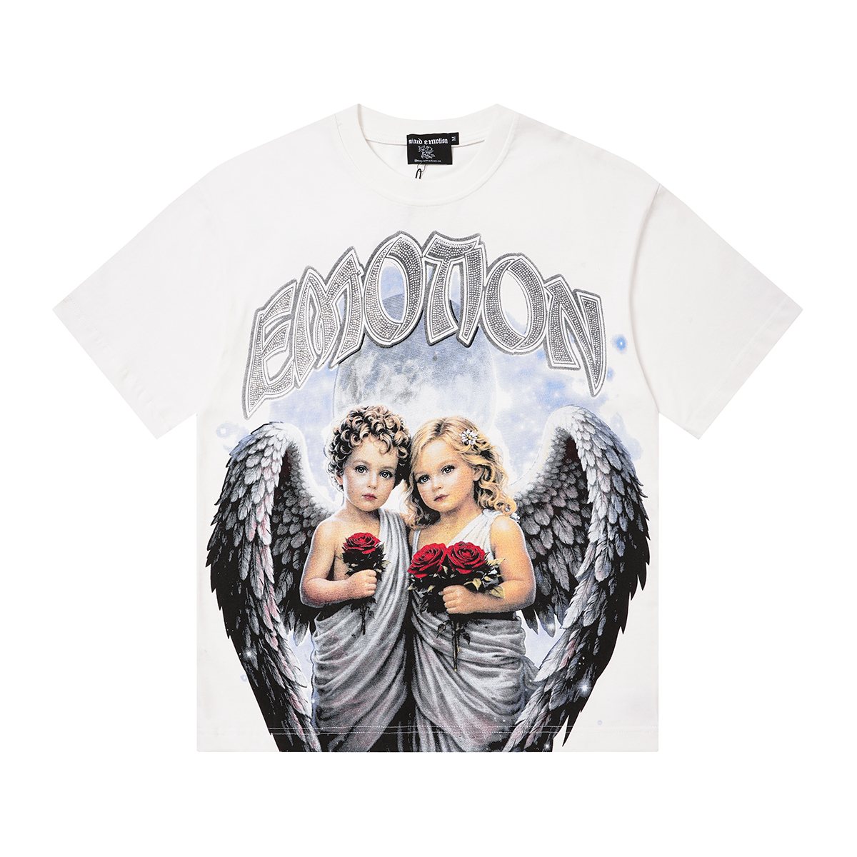 MIXED EMOTION Angel Praying Hands Graphic T-Shirt — front
