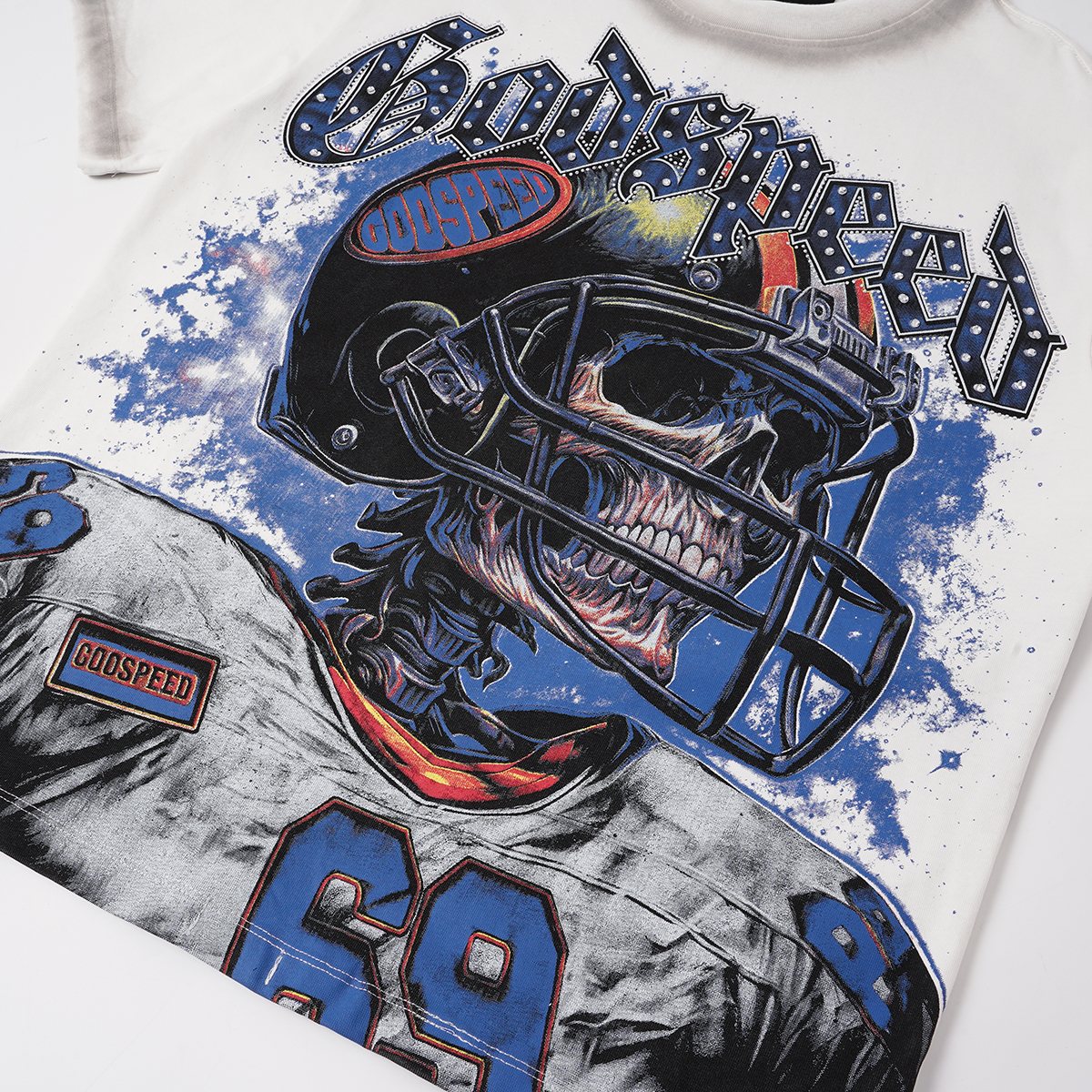 Godspeed Football Skull Graphic T-Shirt — detail