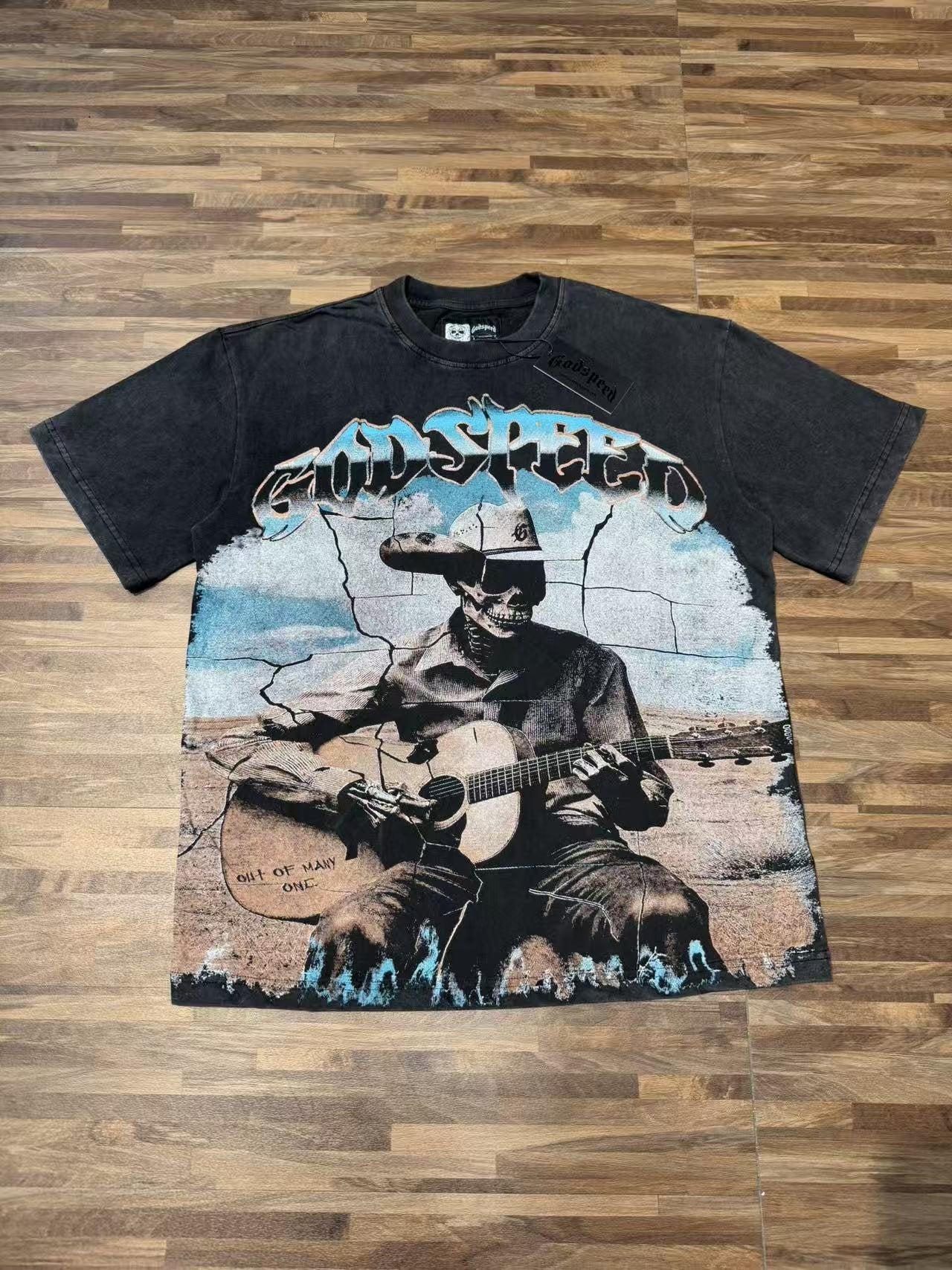 Godspeed Skeleton Guitar Graphic T-Shirt — front
