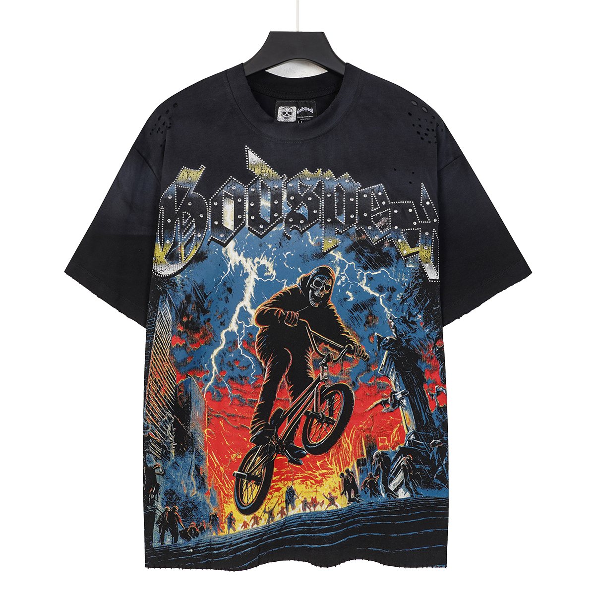 Godspeed Cyclist Graphic Distressed T-Shirt — front