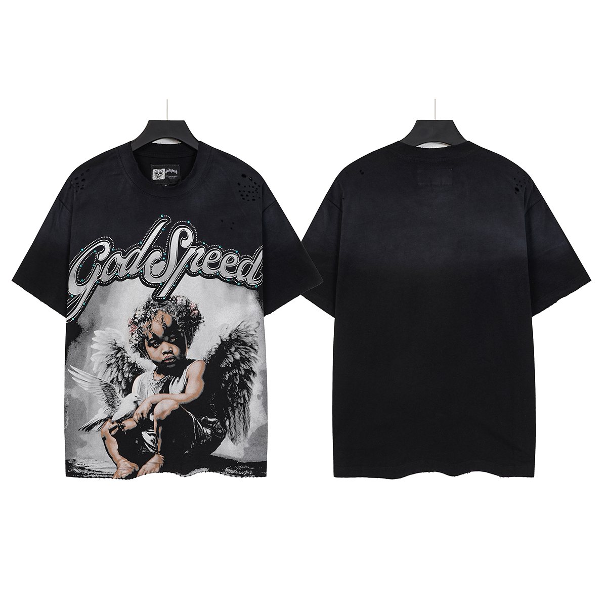 Godspeed Distressed Washed Graphic T-Shirt — front