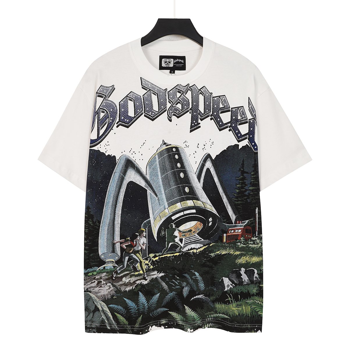 Godspeed Sci-Fi Landscape Graphic T-Shirt — front