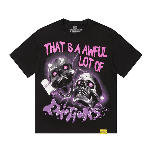THAT'S A AWFUL LOT OF COUGH SYRUP Skull Graphic T-Shirt — hero