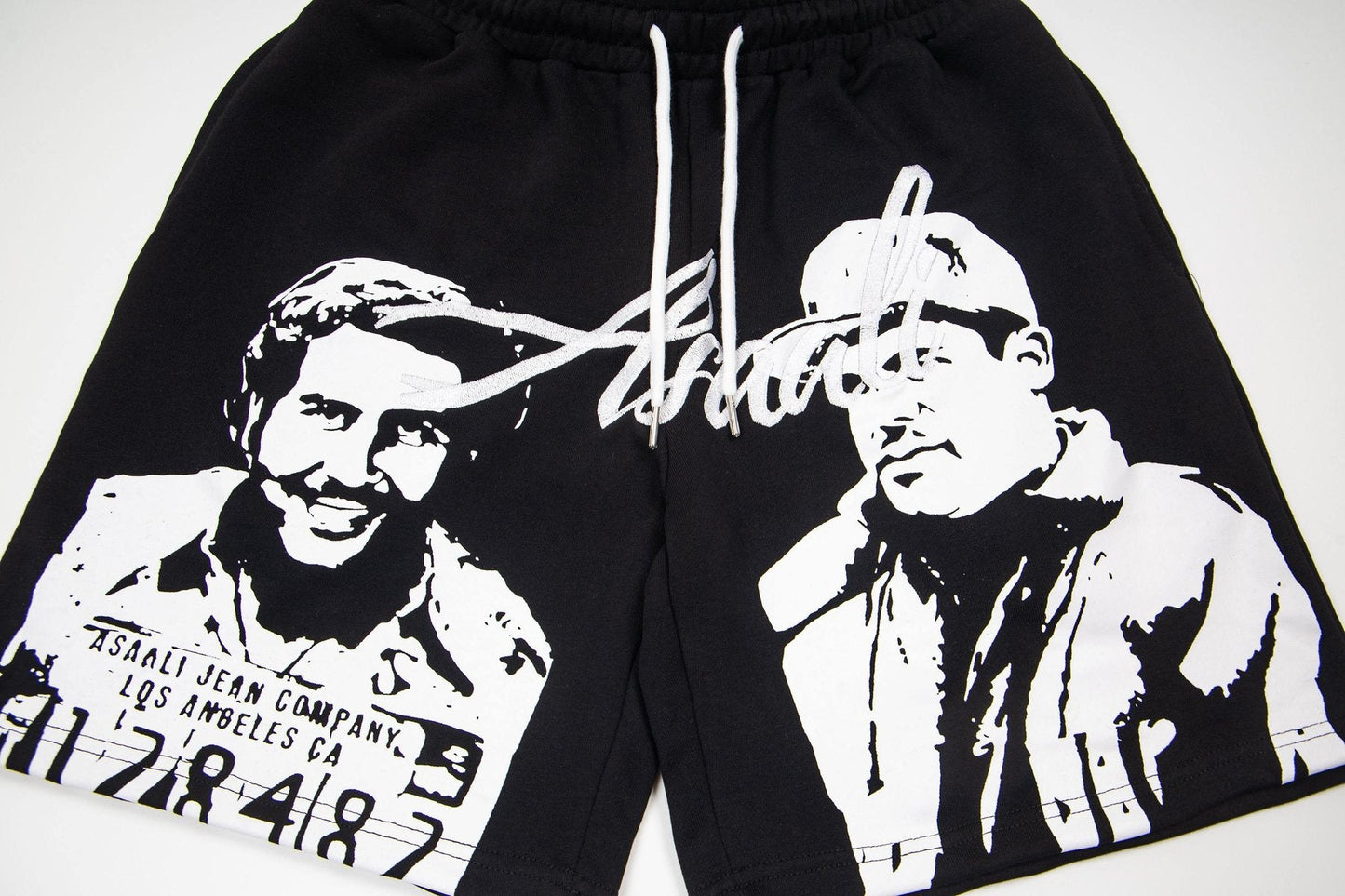 ASAALL Portrait Graphic Drawstring Shorts — detail