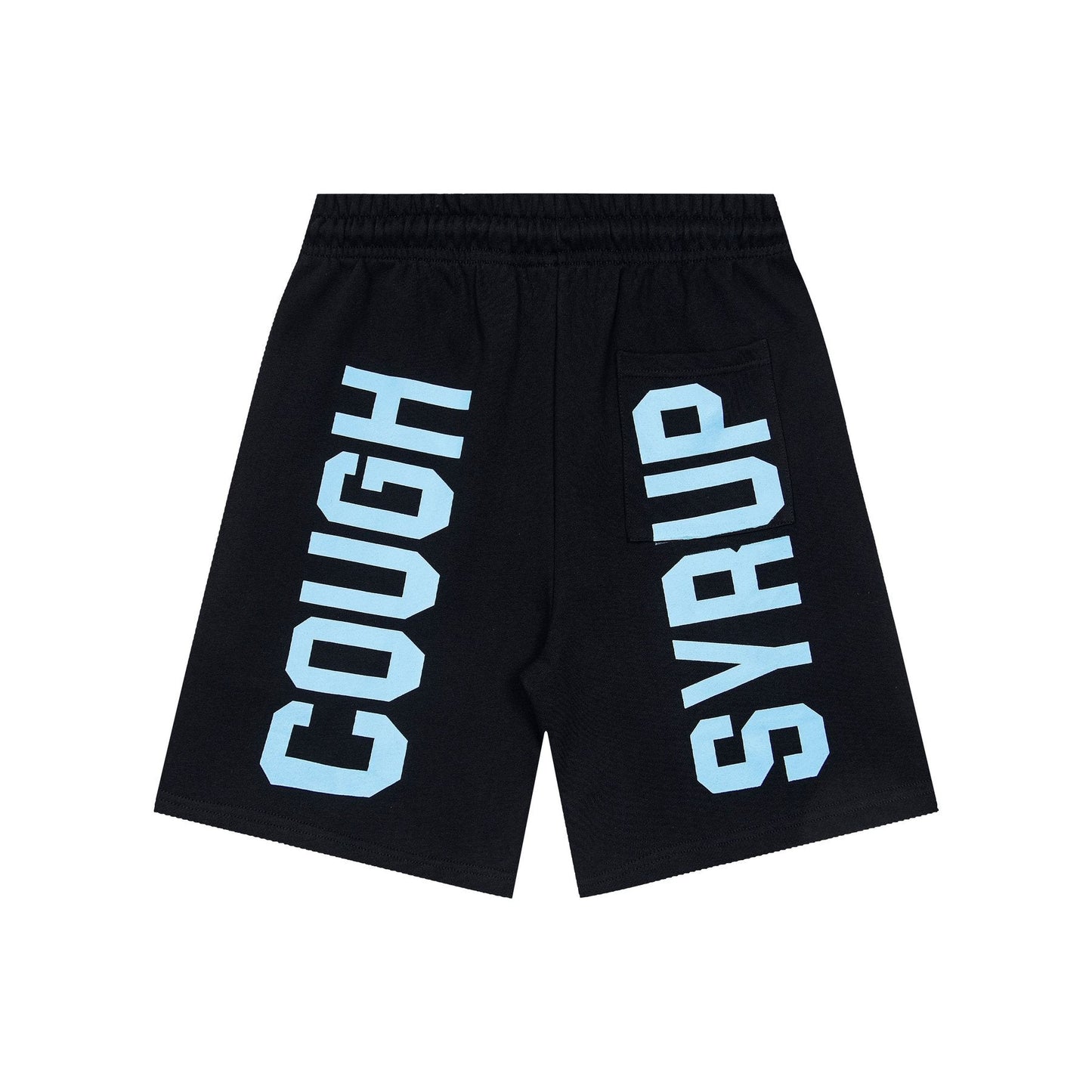 THAT'S A AWFUL LOT OF COUGH SYRUP Black Graphic Shorts — back