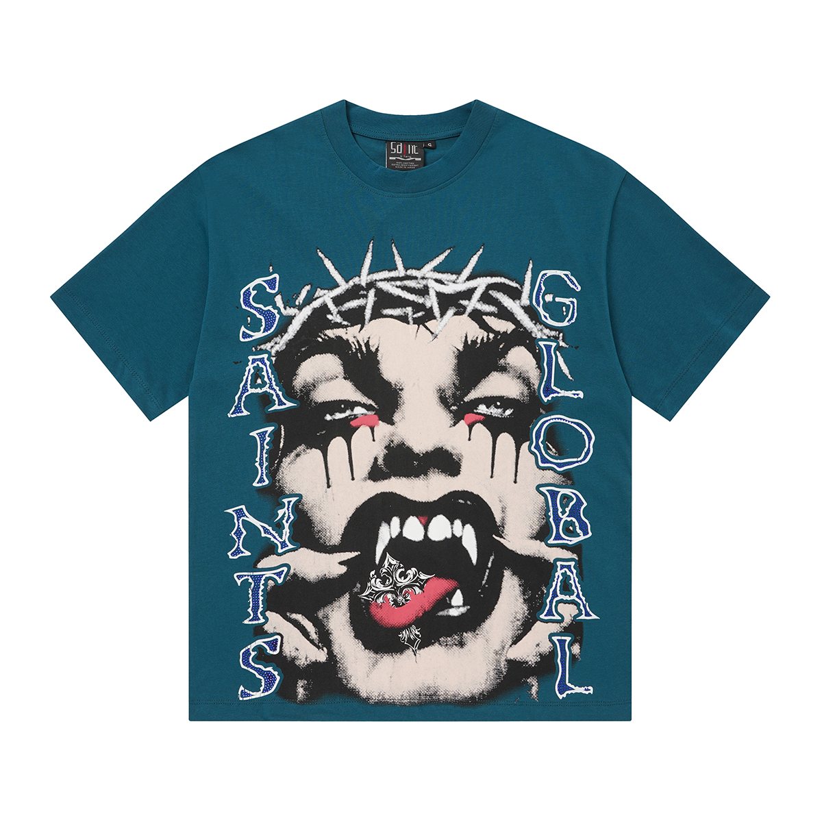 SAINT Rhinestone Graphic Short-Sleeve T-Shirt — front