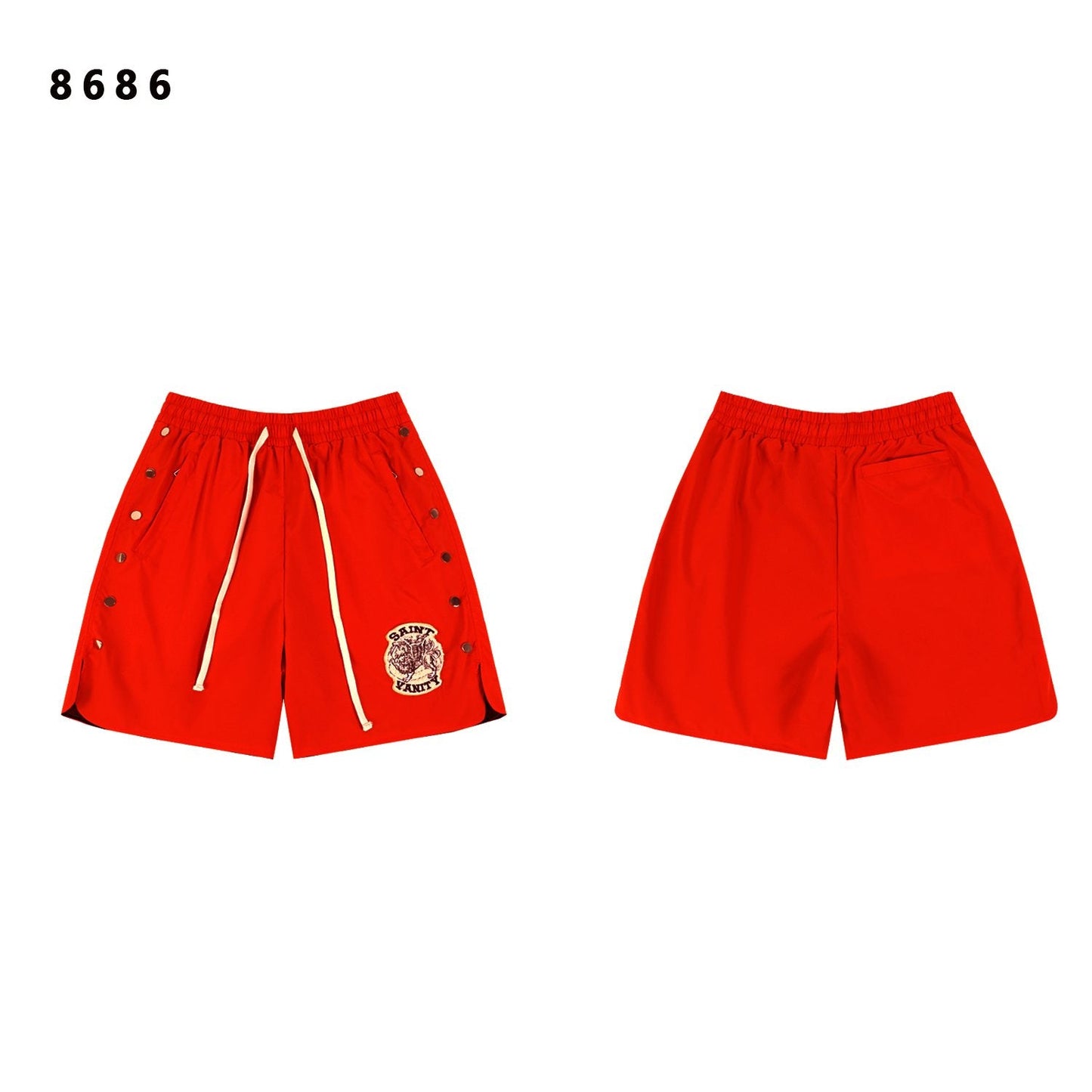 SAINT Vanity Embroidered Patch Shorts — front