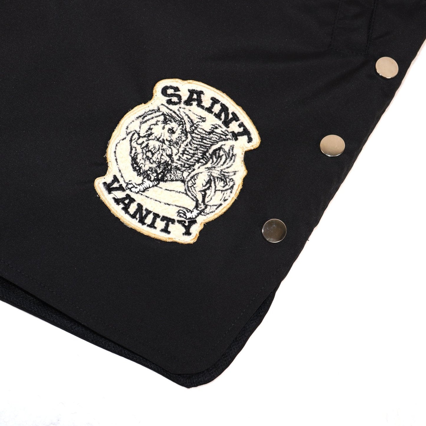 SAINT Vanity Embroidered Patch Shorts — detail
