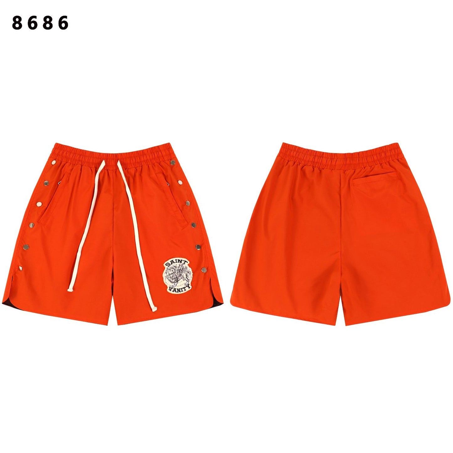 SAINT Vanity Embroidered Patch Shorts — front