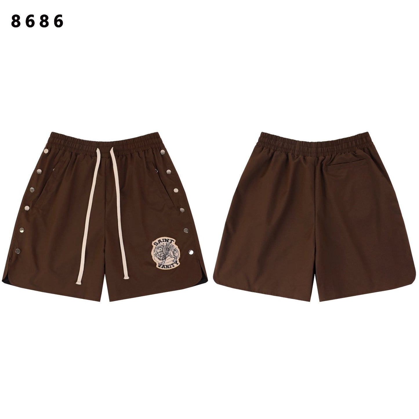 SAINT Vanity Embroidered Patch Shorts — front