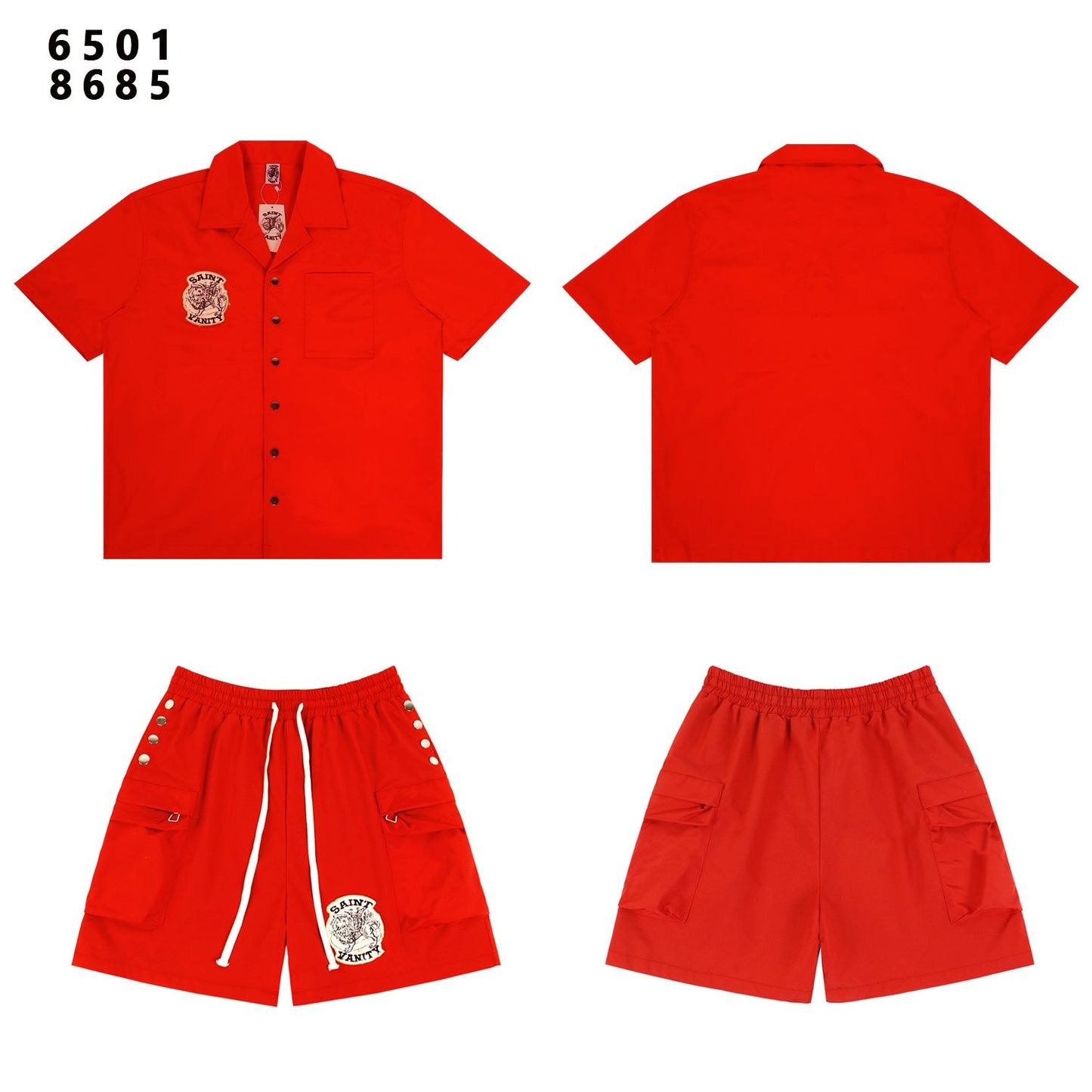 SAINT Vanity Patch Short-Sleeve Shirt & Cargo Shorts Set — front