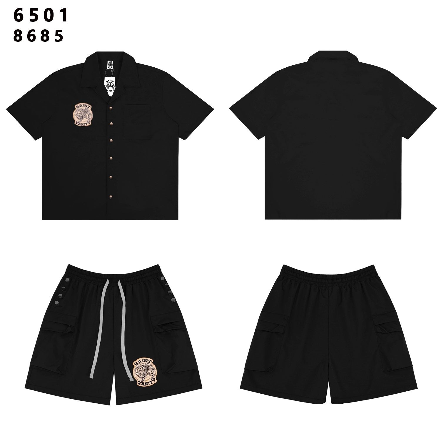 SAINT Vanity Patch Short-Sleeve Shirt & Cargo Shorts Set — hero