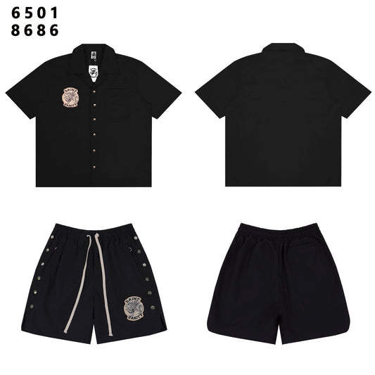 SAINT Vanity Patch Short-Sleeve Shirt & Snap-Side Shorts Set — front