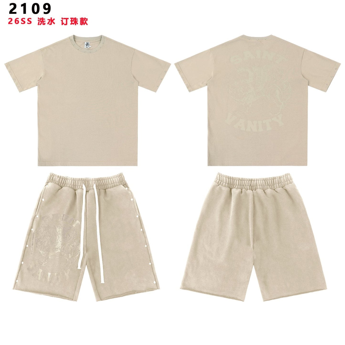 SAINT Vanity Washed Graphic Short-Sleeve Set — front