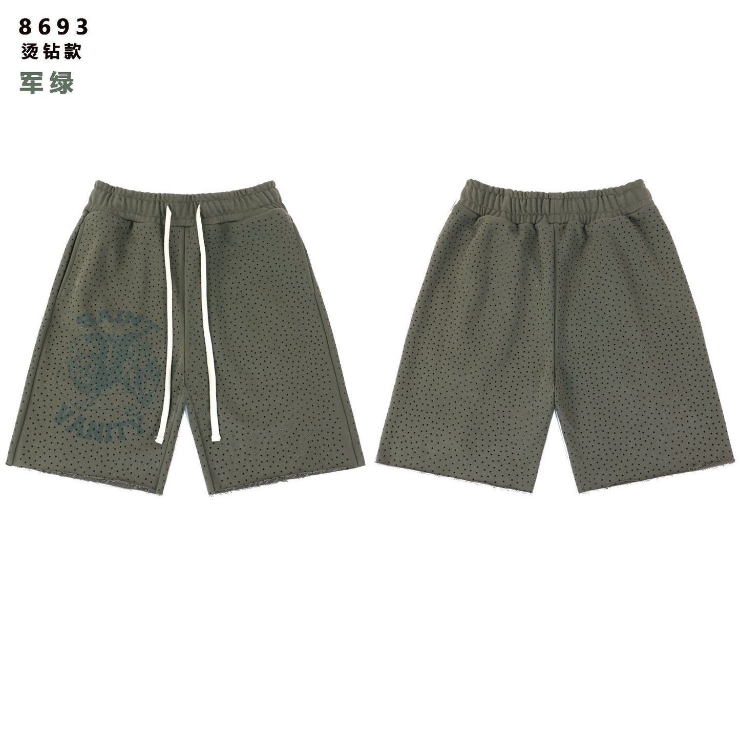 SAINT Vanity Rhinestone Drawstring Shorts — front