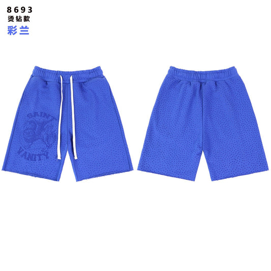SAINT Vanity Rhinestone Drawstring Shorts — front