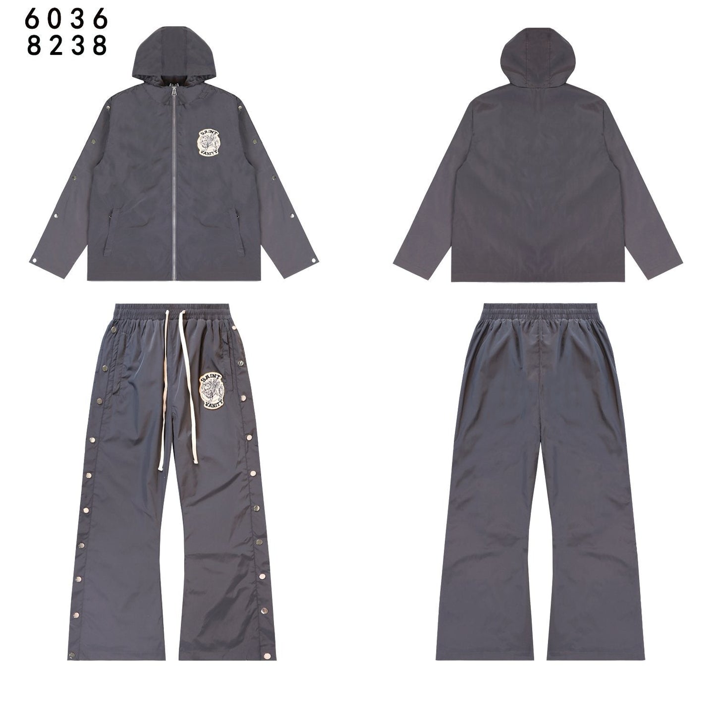 SAINT Vanity Patch Hooded Jacket & Snap-Pant Matching Set — front