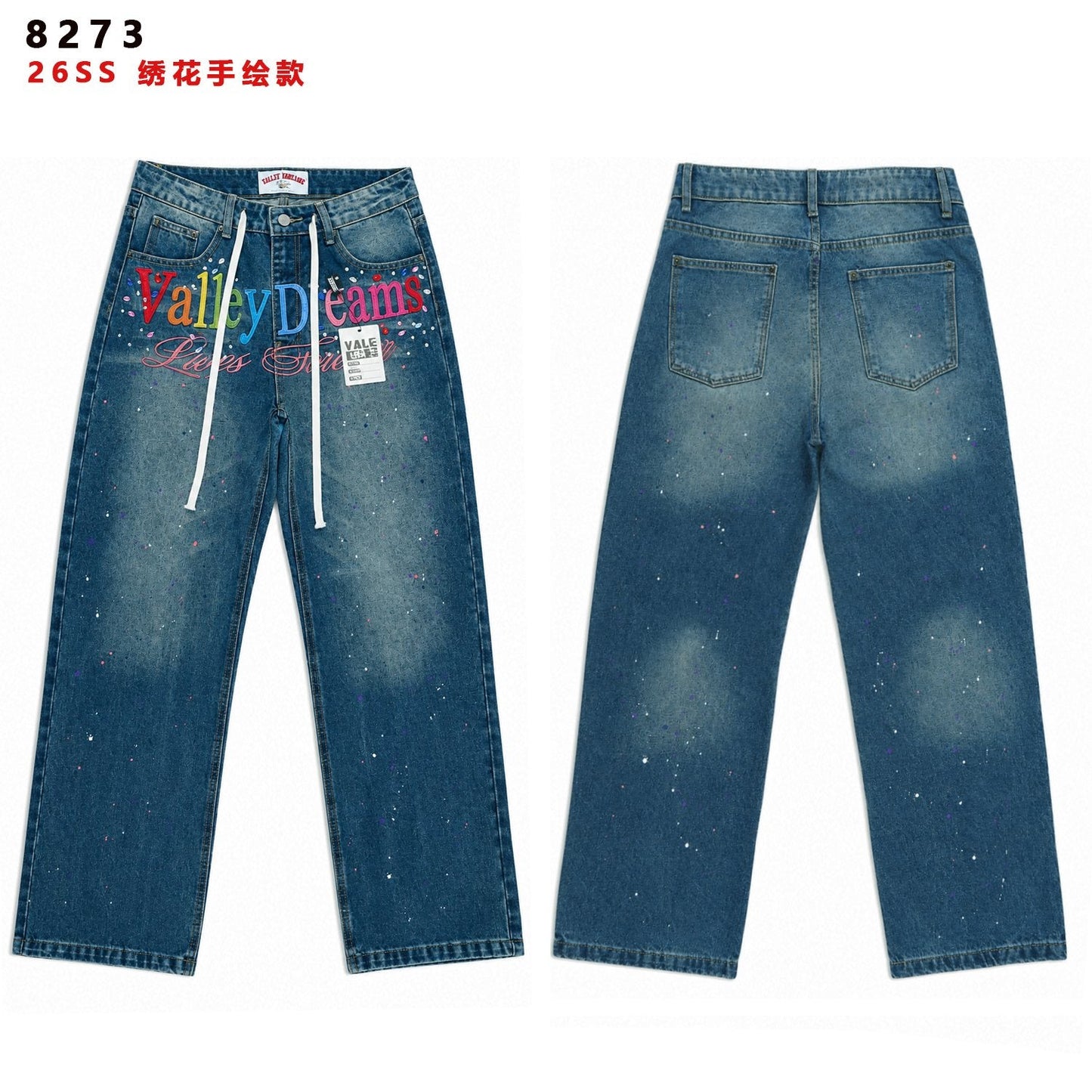 Valley Dreams Lives Forever Paint-Splatter Jeans — front