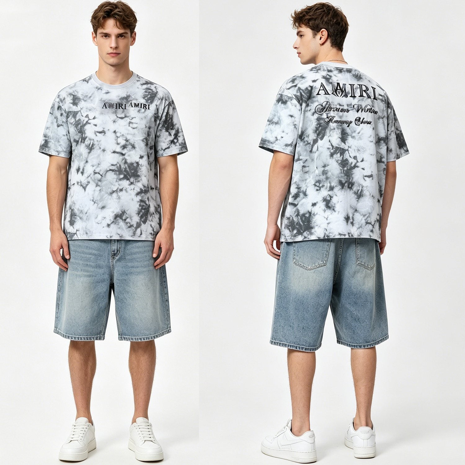AMIRI Gray Tie-Dye Graphic T-Shirt — context