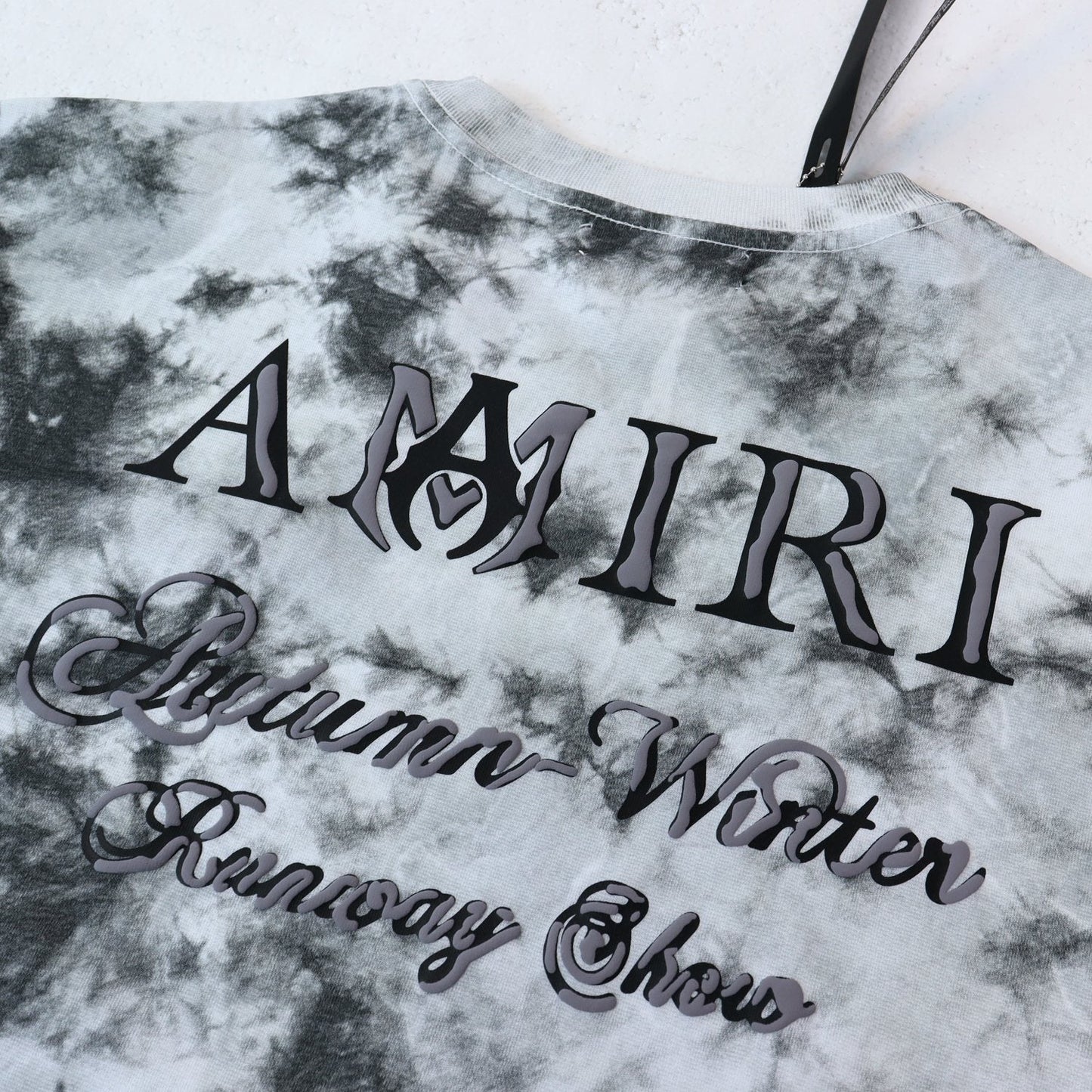 AMIRI Gray Tie-Dye Graphic T-Shirt — detail