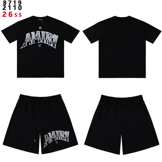 AMIRI Metallic Letter Graphic T-Shirt & Shorts Set — hero