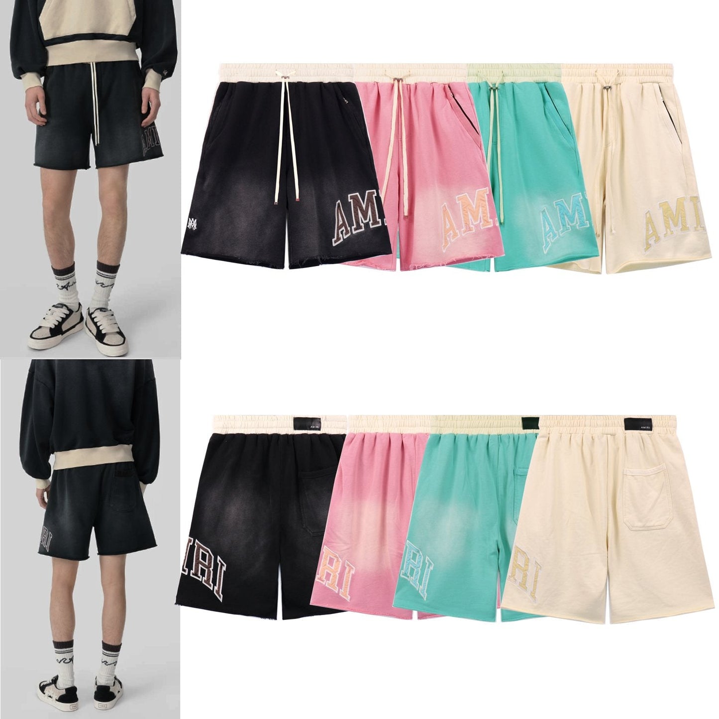 AMIRI Vintage Collegiate Graphic Shorts — comparison