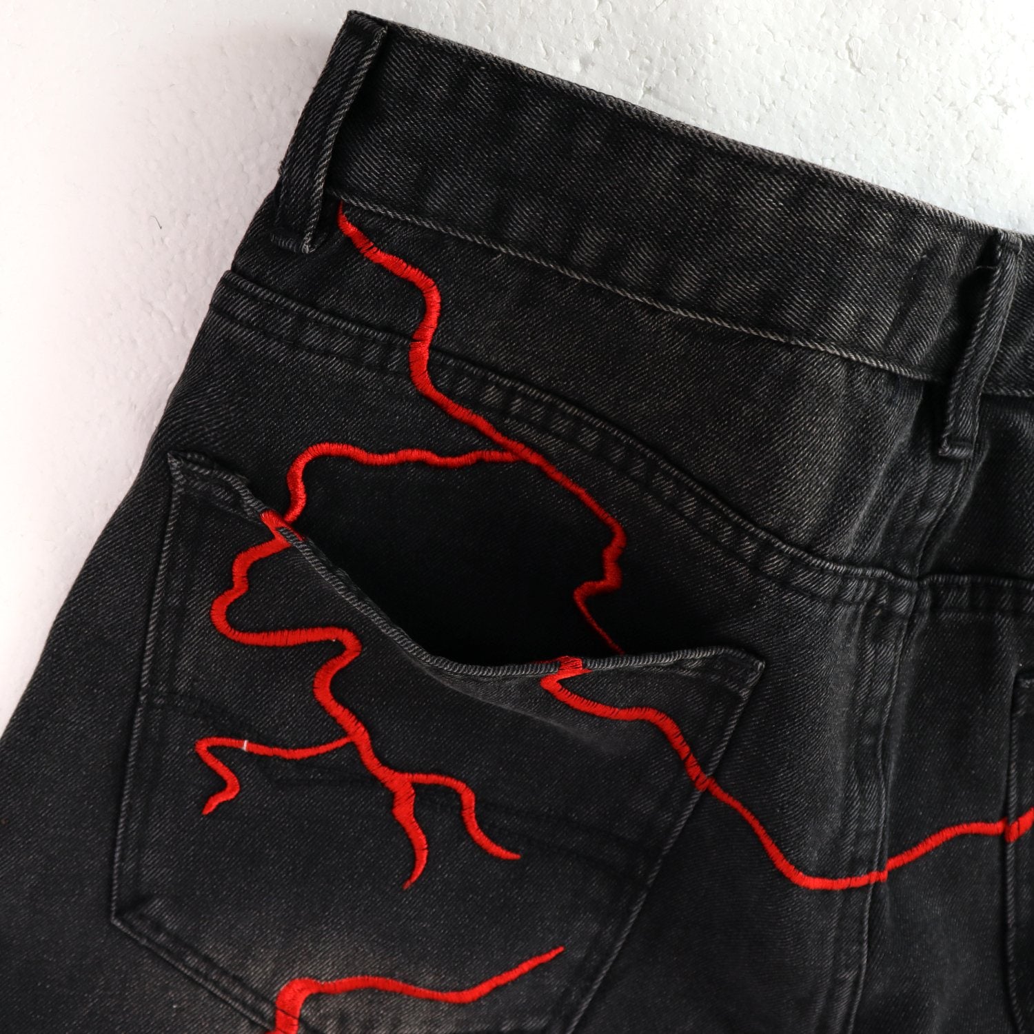 VALLEY Skittle Letter Lightning Denim Shorts — detail