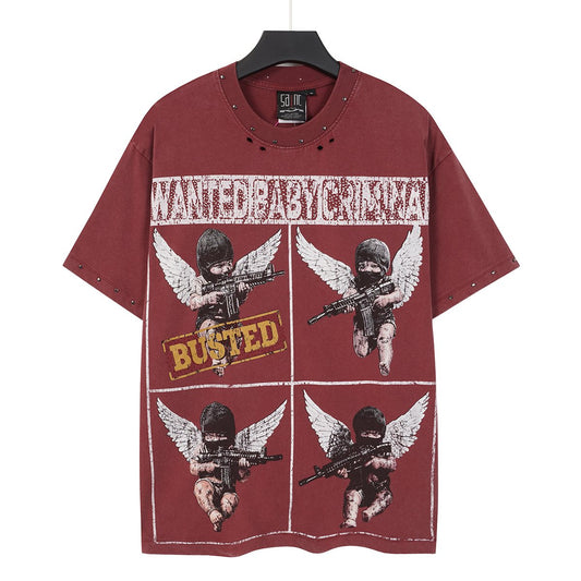 SAINT Rhinestone Distressed Graphic T-Shirt — hero