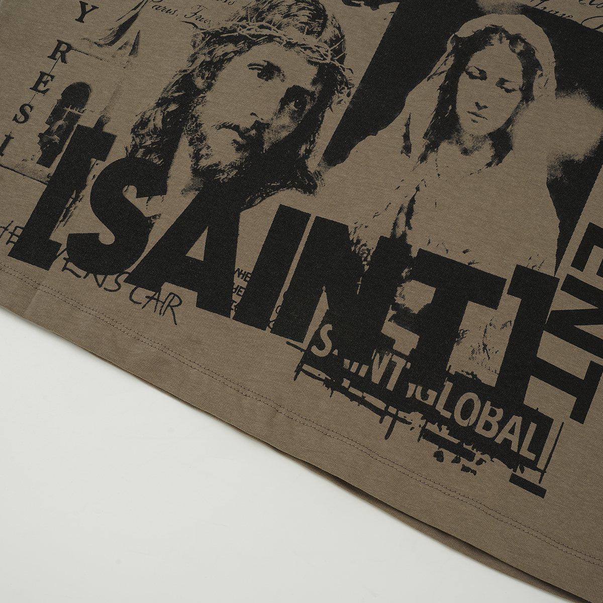 SAINT Taupe Front & Back Graphic T-Shirt — detail