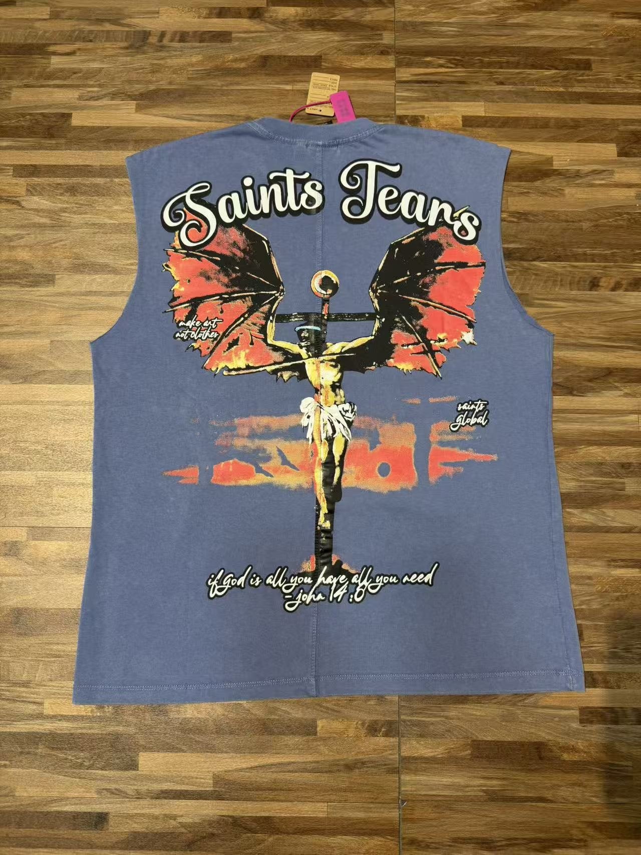 SAINT Tears & Crucifix Graphic Sleeveless T-Shirt — back