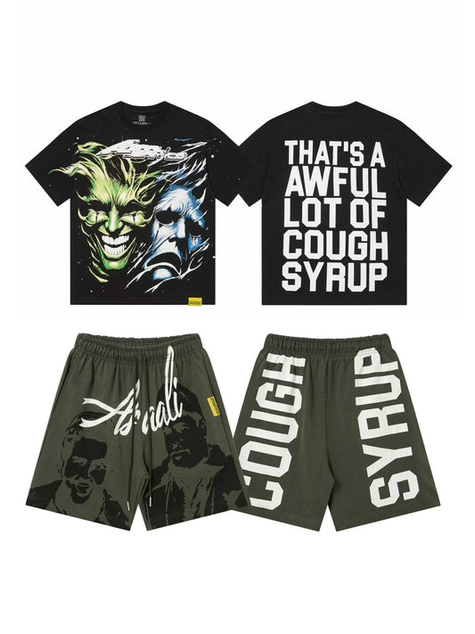 THAT'S A AWFUL LOT OF COUGH SYRUP Joker Face Graphic Short-Sleeve Set — front