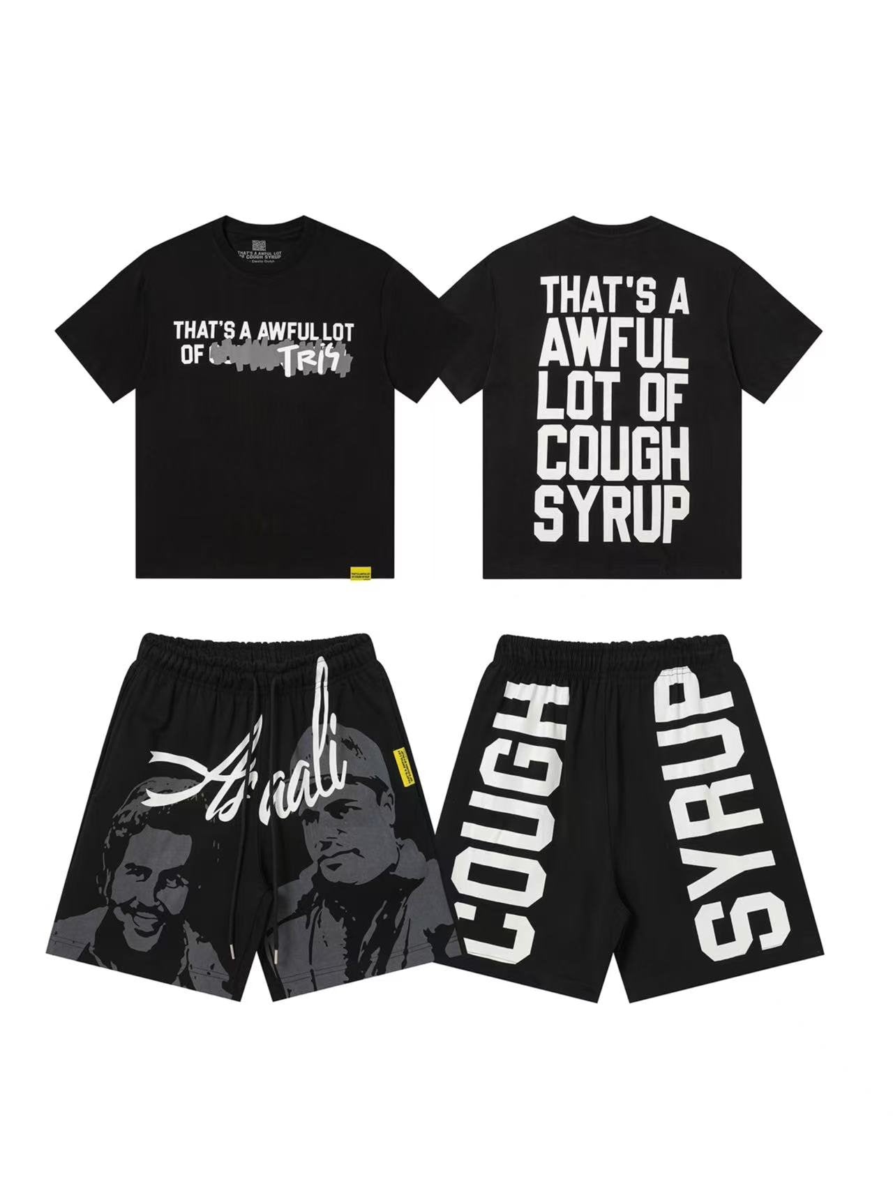THAT'S A AWFUL LOT OF COUGH SYRUP Minimal Text Short-Sleeve Set — front
