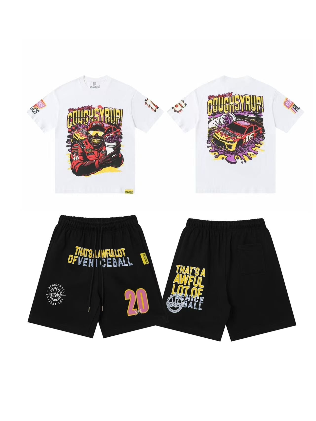 THAT'S A AWFUL LOT OF COUGH SYRUP Racing Graphic Short-Sleeve Set — front