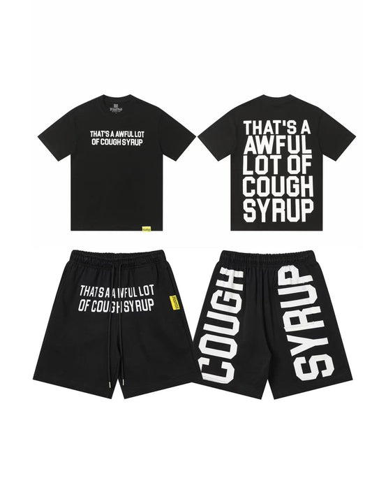 THAT'S A AWFUL LOT OF COUGH SYRUP Bold Wordmark Short-Sleeve Set — hero