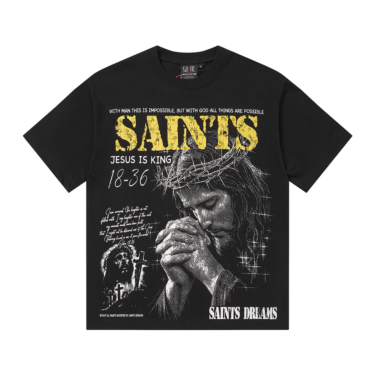 SAINT Religious Graphic Short-Sleeve T-Shirt — front