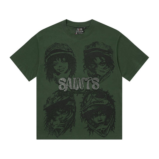 SAINT Racing Portrait Rhinestone Short-Sleeve T-Shirt — hero